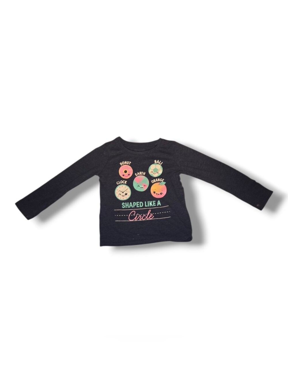 Kids Long-Sleeve Graphic Tee in Dark Heather with Colorful Circle Characters